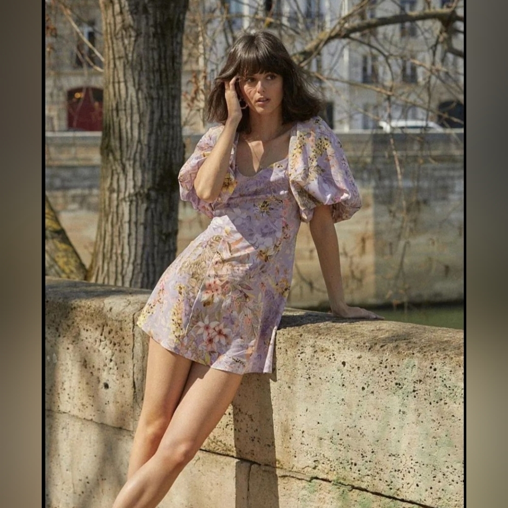 IMPERIAL Made in Italy Mini Dress Floral Lavender Size S
